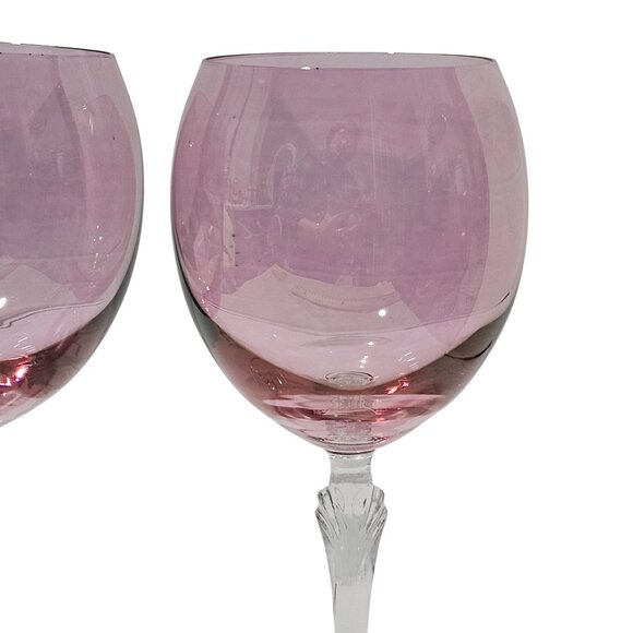 2 Colony Bijoux Pink Iridescent Wine Glasses 7.75" romantic crystal 8z presecco - Picture 3 of 8